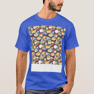Dessert Seamless Pattern Patisserie Kawaii Cute Fr T-Shirt