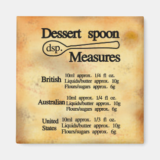 Dessert spoon measures conversion chart baking magnet