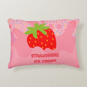 Dessert, Strawberry Ice Cream, Rainbow Sprinkle Accent Pillow