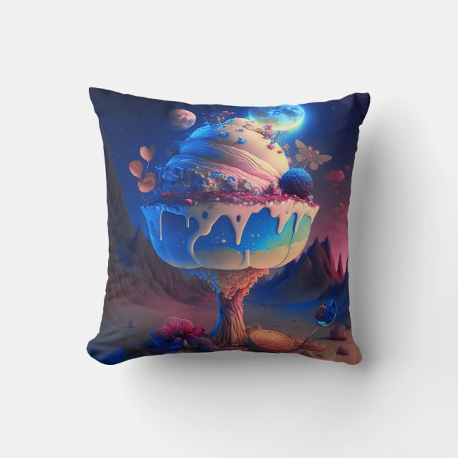 DESSERT x DESERT - Delicious Cake Fantasy Art Throw Pillow (Front)