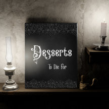 Desserts Black Lace Gothic Wedding Table Sign