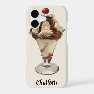 Desserts de sundae de glace au chocolat chaud vint