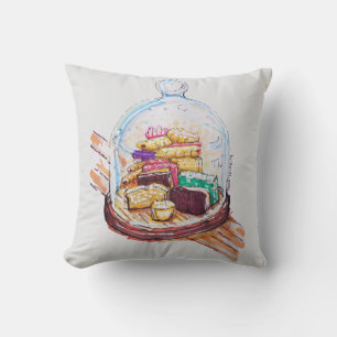 Desserts Under Glass Dome Throw Pillow
