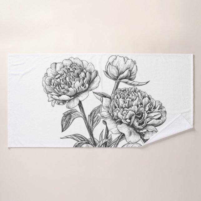 Dessin à encre de rose (Serviette de bain)