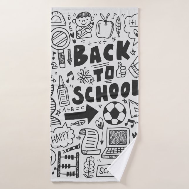 dessin à la main élément école doodé (Serviette de bain)