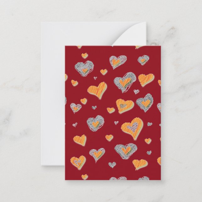 Dessin à la main Valentine Coeurs Enfants Cartes (Devant)