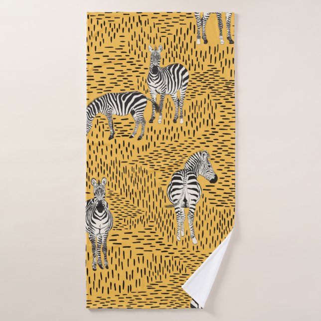 Dessin à la main Zebra Motif sans couture avec lig (Serviette de bain)