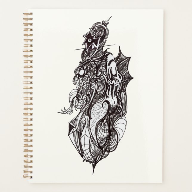 Dessin à l'encre de Cavalier ailé (Devant)