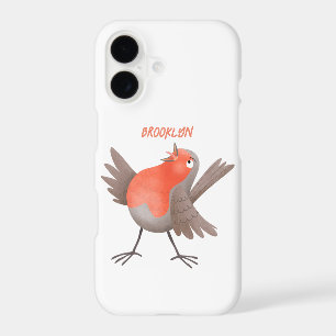 Dessin animé d'un oiseau rouge-gorge chanteur mign