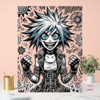 dessin animé joyeux art original blu_eyes black_a
