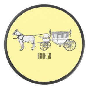 dessin animé mariage cheval & calèche