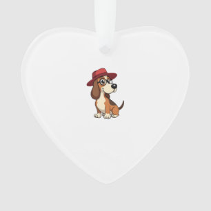 Dessin animé vintage Basset Hound au chapeau rouge