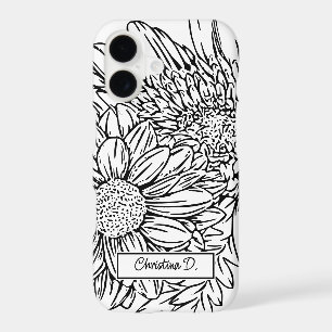 Dessin au trait de Chrysanthèmes noirs avec nom