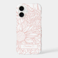 Dessin au trait de chrysanthèmes roses pêche avec