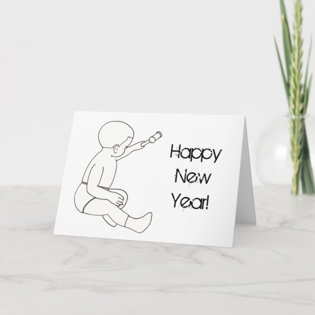 Dessin Baby Holding Hammer Joyeuses Cartes de Nouv (Devant)