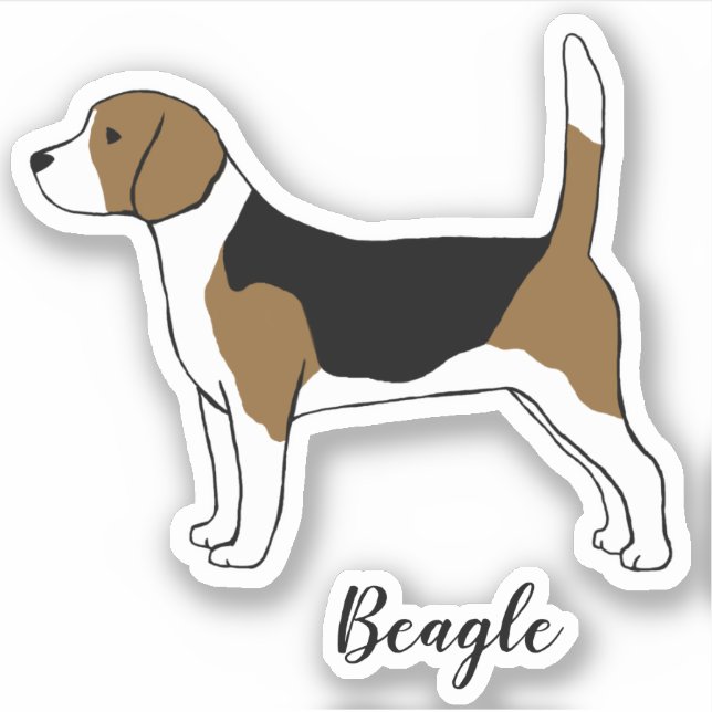 Dessin beagle | Sticker en vinyle pour chien de co (Devant)