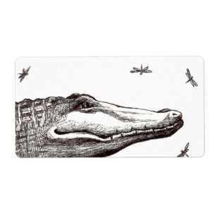 Dessin d'art d'amusement de libellules d'alligator