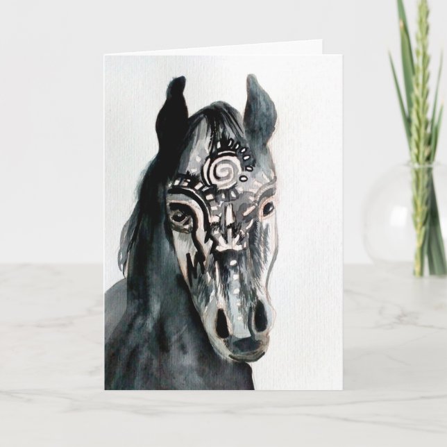 Dessin d'art du cheval Carte de voeux (Devant)