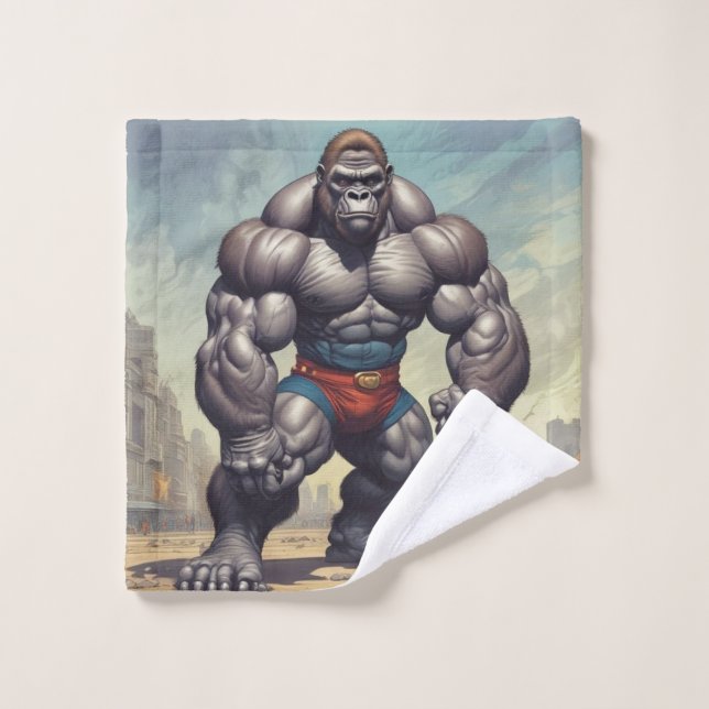 Dessin d'art pop de Gorilla Bodybuilder (Gant de toilette)