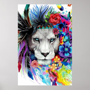 Dessin d'art tableau représentant le lion
