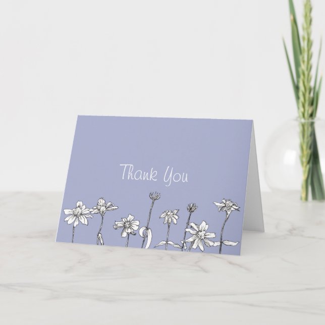 Dessin de fleur carte de remerciements (Devant)