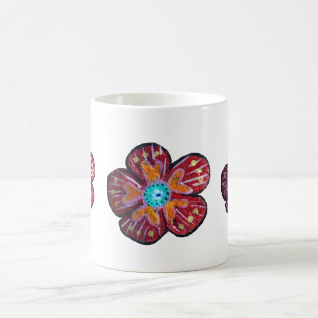 Dessin de fleurs de printemps 325 ml Mug blanc cla (Centre)