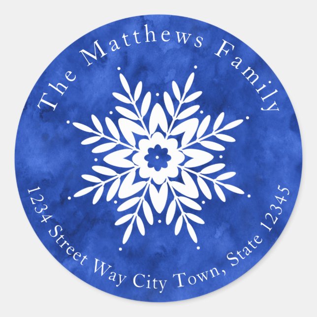 Dessin de flocon de neige 2, étiquettes d'aquarell (Devant)