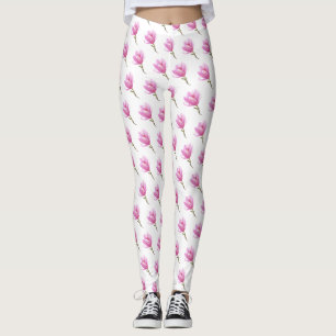 Dessin de floraison de fleurs roses leggings