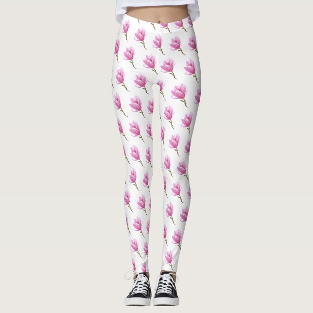 Dessin de floraison de fleurs roses leggings (Devant)