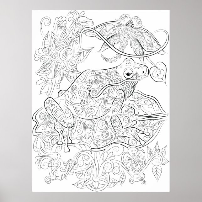 Dessin de grenouille affiche de coloriage pour adu (Devant)