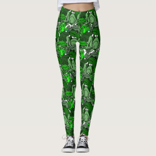 Dessin de grenouille Dames vertes Leggings