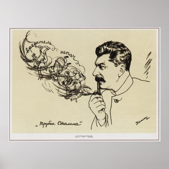 Dessin de Joseph Staline. Poster 'La pipe de Stali (Devant)