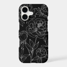 Dessin de ligne floral noir et blanc Glamour