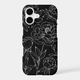 Dessin de ligne floral noir et blanc Glamour