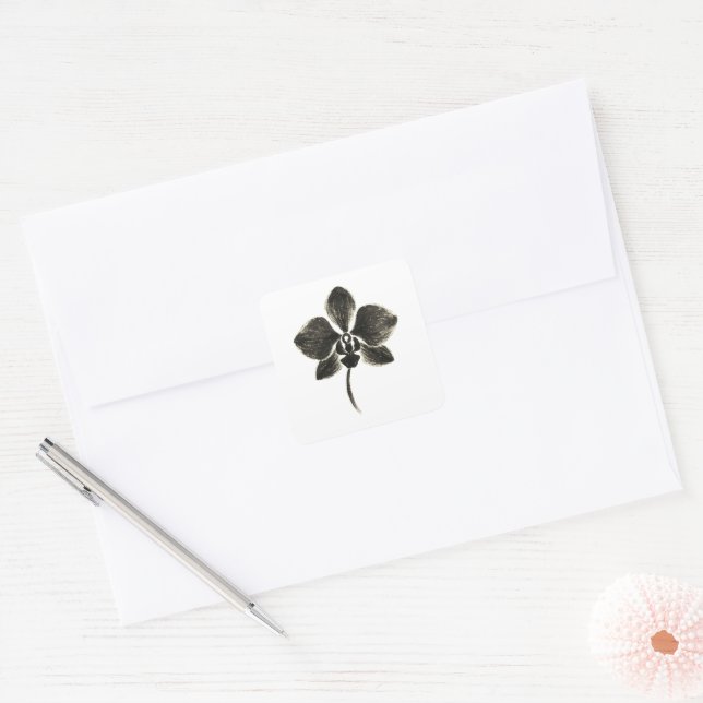 Dessin de ligne orchidée - Sticker floral (Enveloppe)