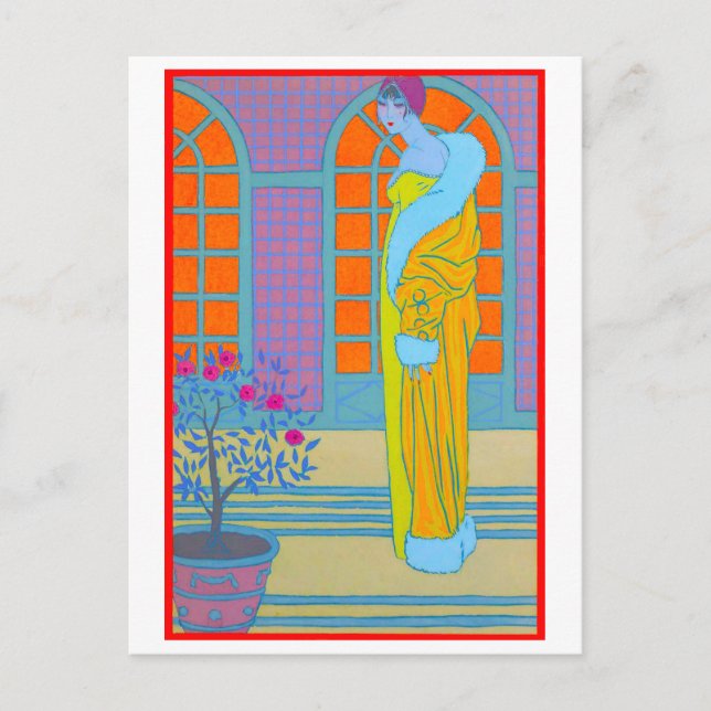 Dessin de mode Art déco de George Barbier Carte po (Devant)
