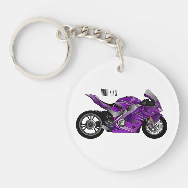 Dessin de moto de sport violet (Devant)