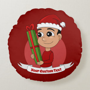 Dessin de Noël du garçon autour du coussin