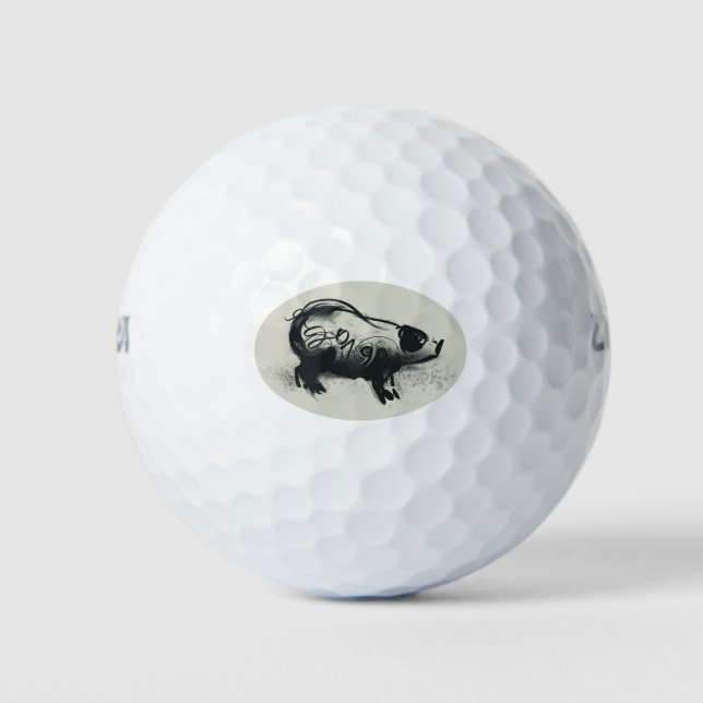 Dessin de porc original avec balles de golf 2019 (Devant)