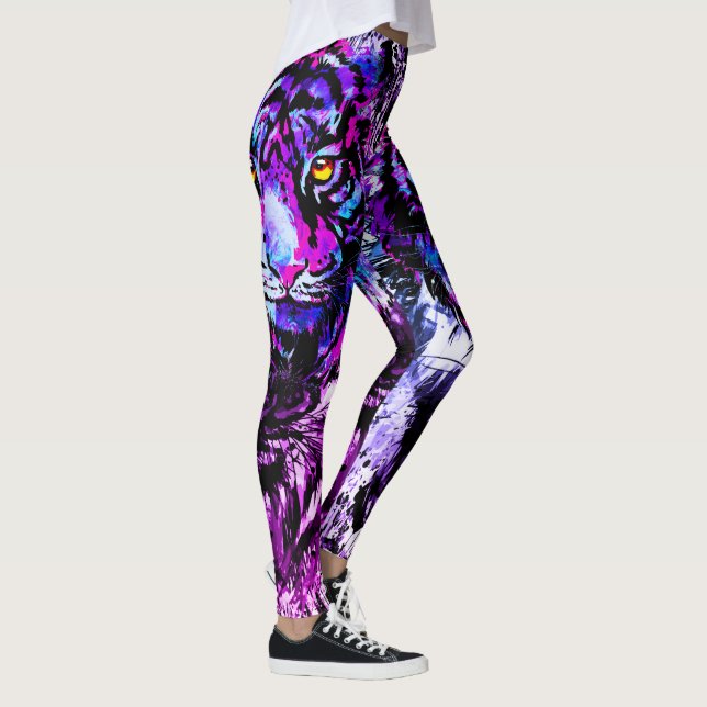 Dessin de tête de tigre bleu | Leggings de tigre p (Droite)