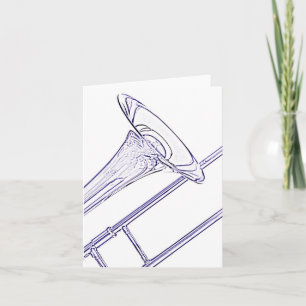 Dessin d'encre bleue de carte de voeux de trombone