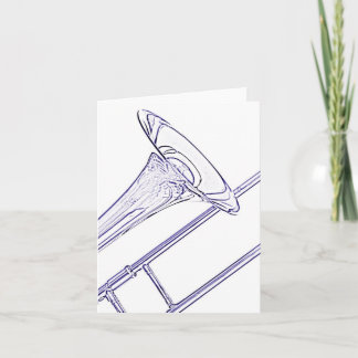Dessin d'encre bleue de carte de voeux de trombone