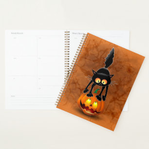 Dessin d'Halloween au chat effrayé sur Citrouille