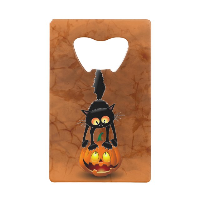 Dessin d'Halloween au chat effrayé sur Citrouille (Devant)