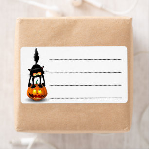 Dessin d'Halloween au chat effrayé sur Citrouille