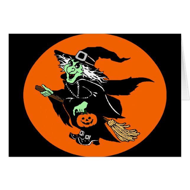 Dessin d'Halloween en vol de sorcière (Devant horizontal)