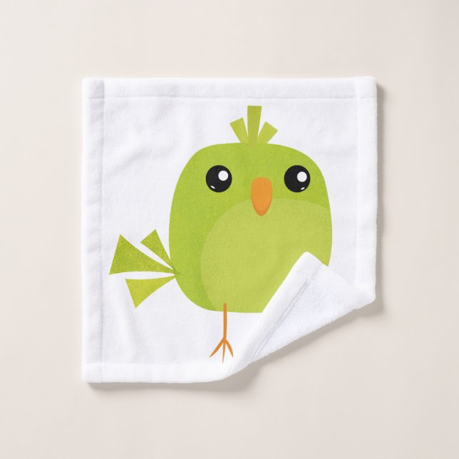 Dessin d'oiseau vert (Gant de toilette)