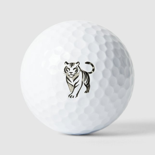 Dessin du tigre de marche - Design de balle de gol (Recto)