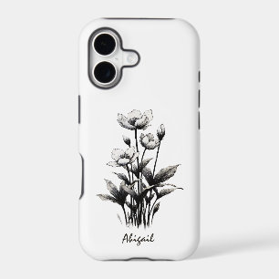 Dessin d'une fleur de marais, art noir et blanc