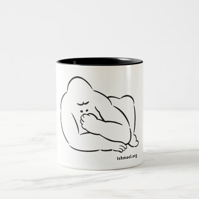 Dessin en ligne d'Ishmael sur tasse à café. (Centre)